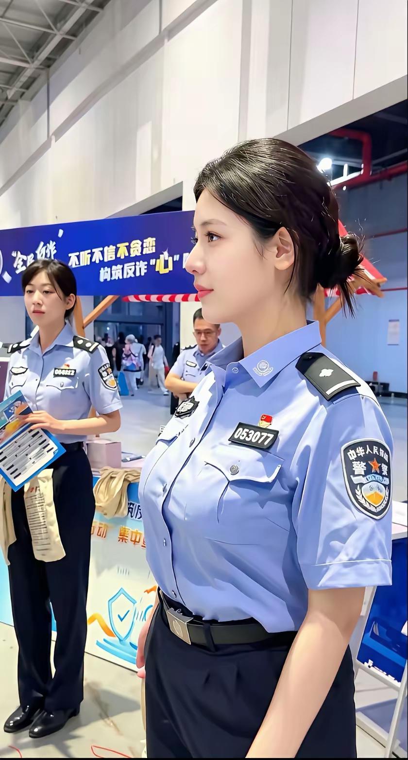 两位警察在活动现场忙碌。