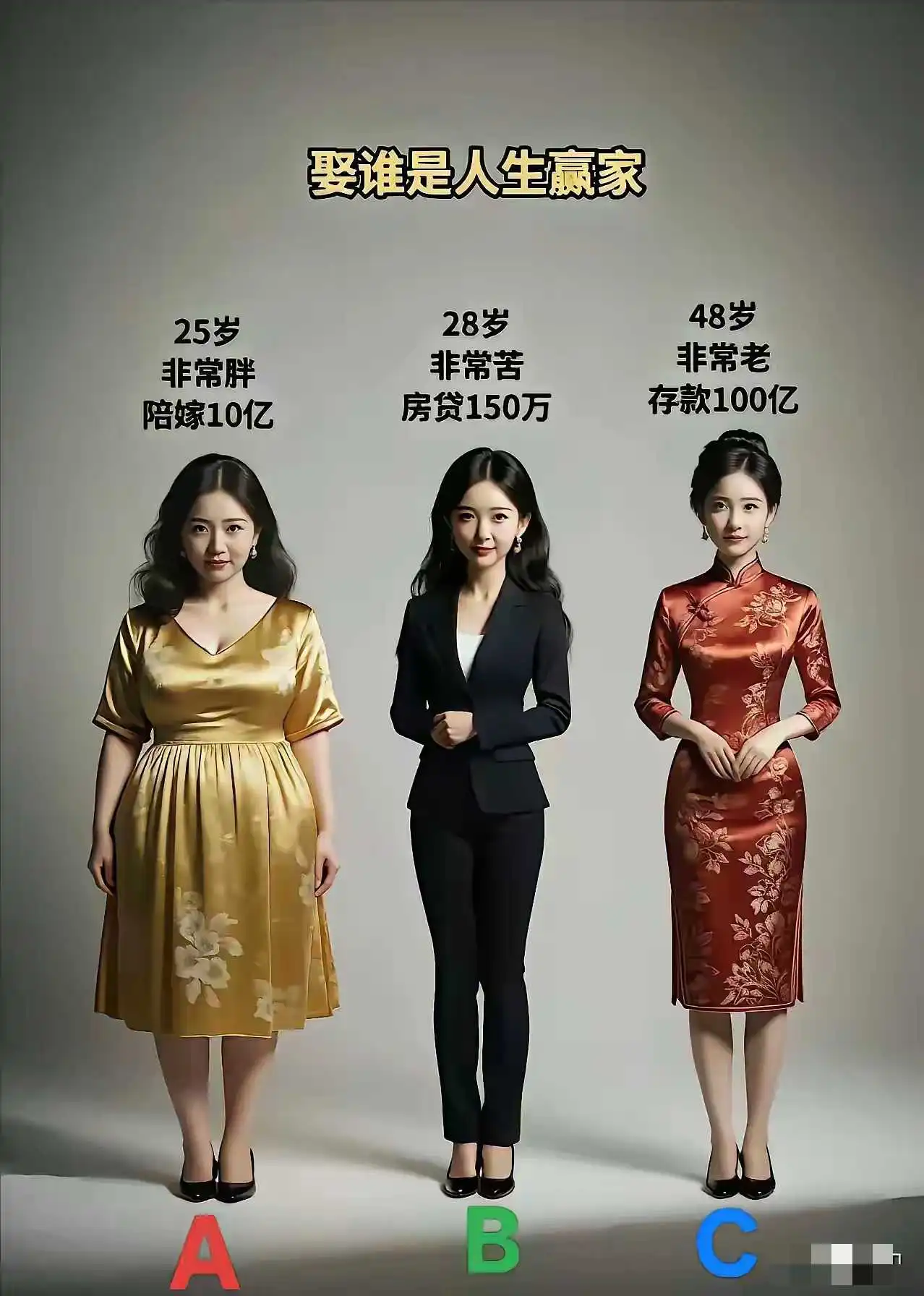 如果你现在是一个一贫如洗的穷光蛋，你会选择哪一个结婚
