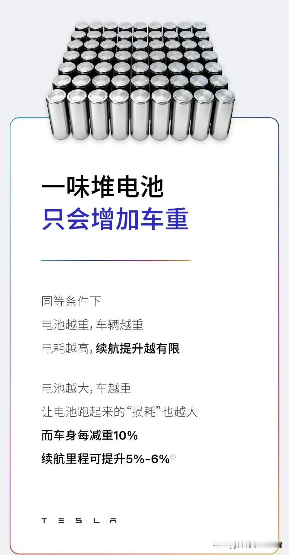 特斯拉这是又“贴脸开大”了。“一些车堆100度电池比Model3重几百公斤