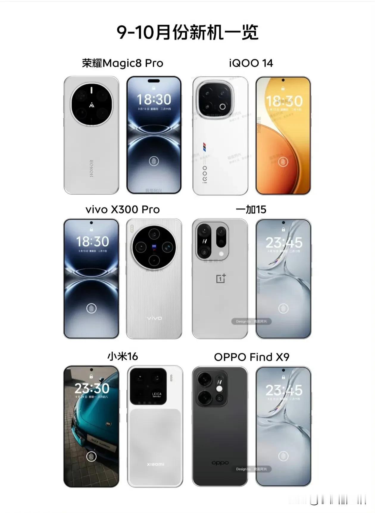 第三季度即将发布的六款国产旗舰新机：①荣耀Magic8Pro②iQOO