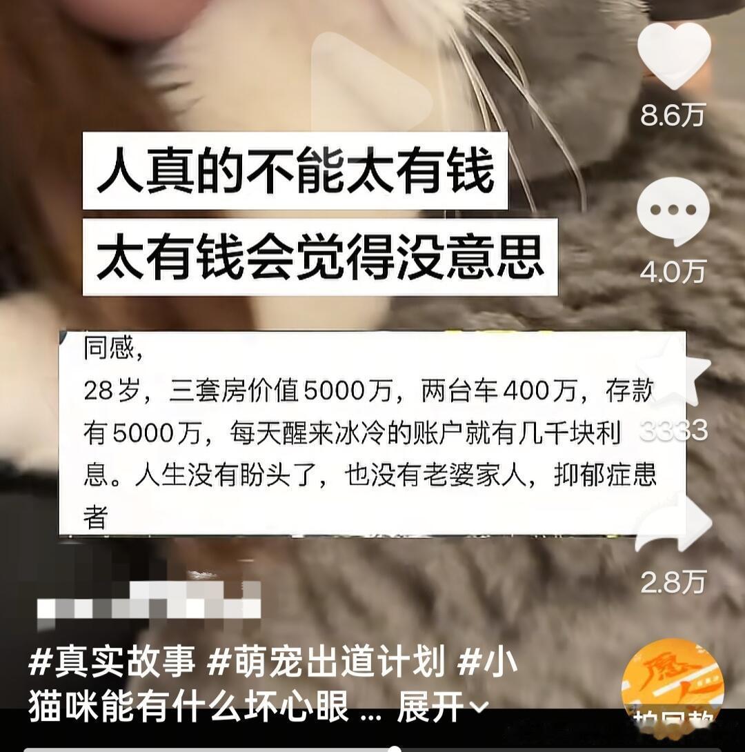 “人不能太有钱，太有钱会觉得没意思”