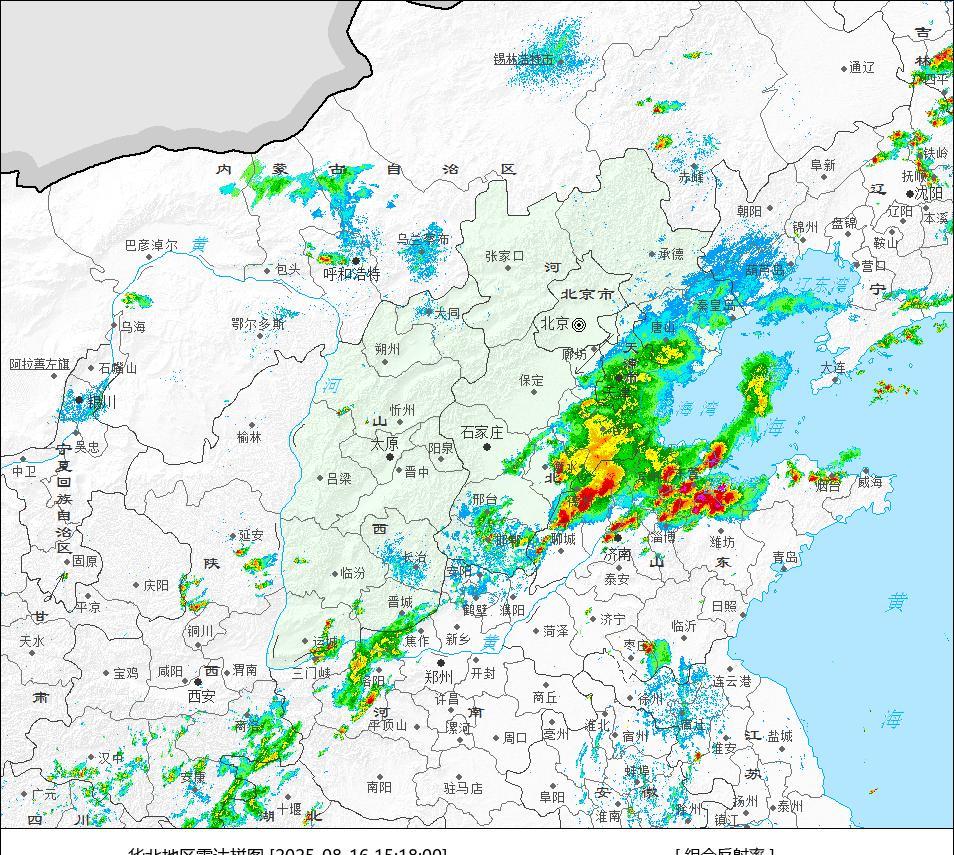 今天午后山东北部的对流活动非常强啊，德州、滨州、东营、潍坊北部地区都出现了明显的