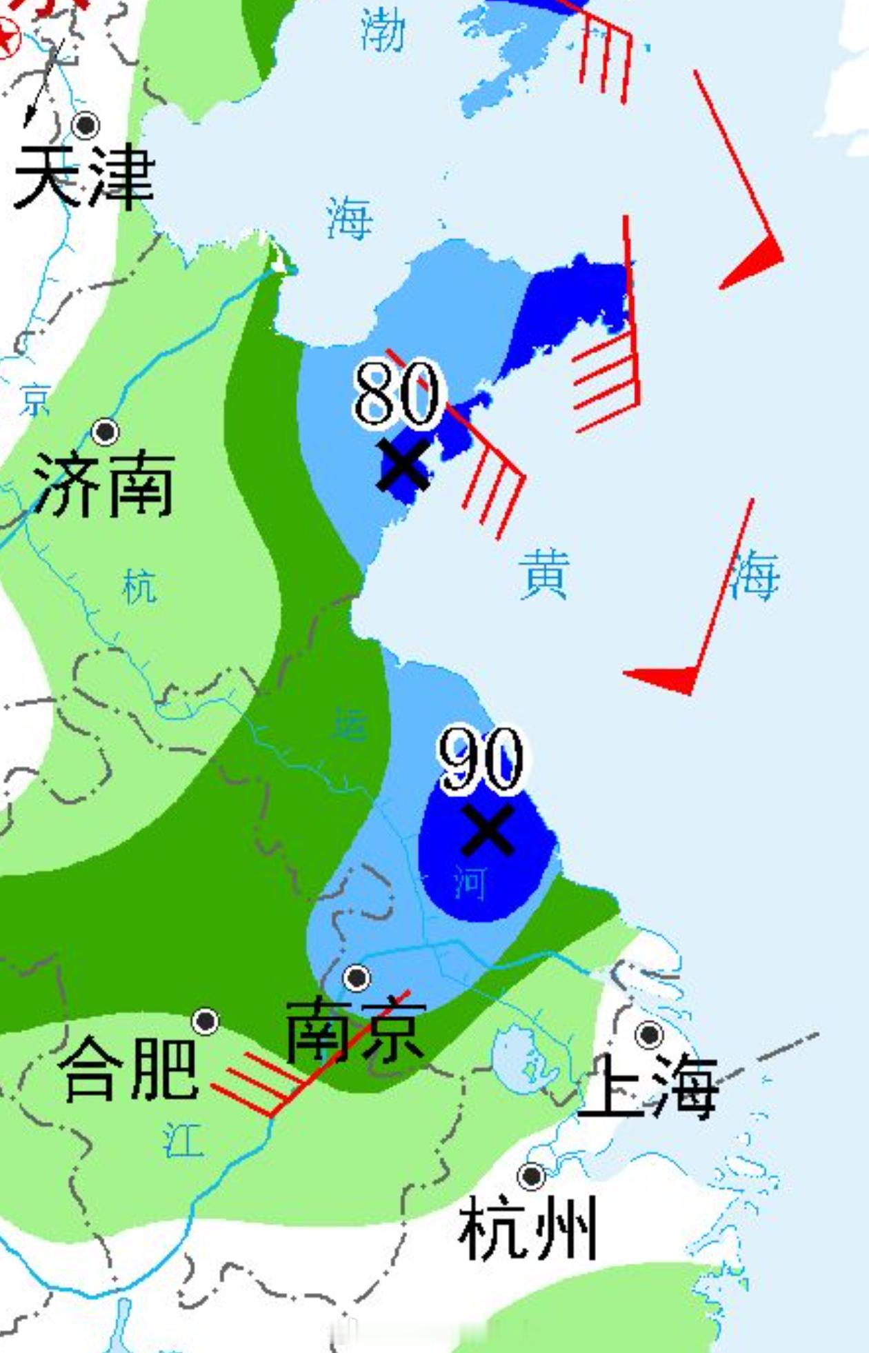 台风巴威对山东发力了未来两天内，山东南部和东部山东半岛附近有中到大雨，局地暴