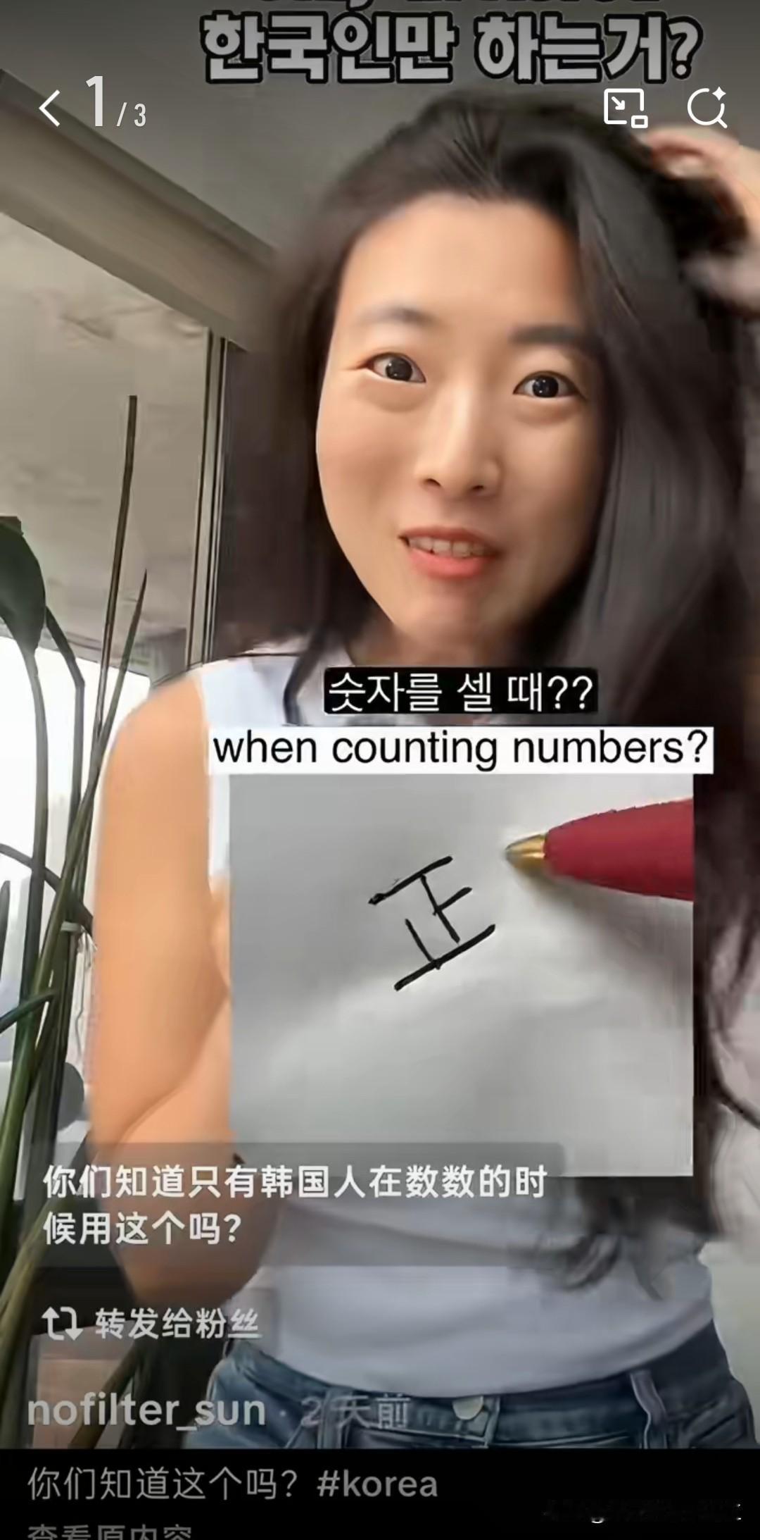 韩国博主:全世界只有韩国人用“正”字计数12345。那你不看看这个字是哪国的