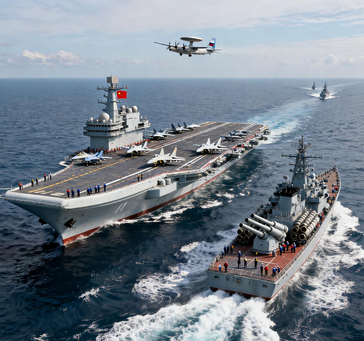 中俄两舰试航：海军发展路径的隔空对话近日，中国003型“福建”号航母与俄罗