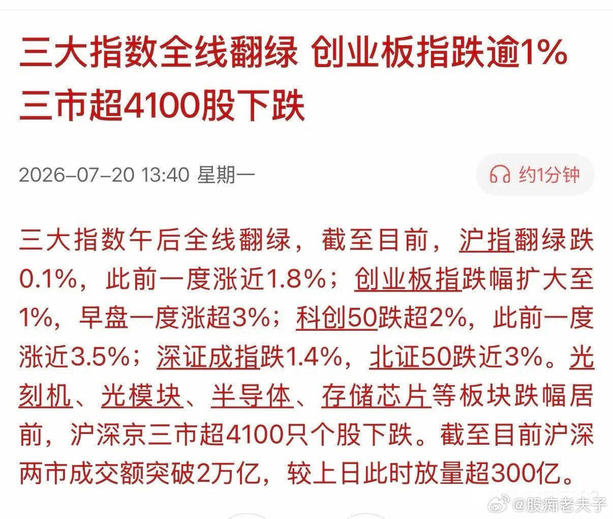 市场每一次反弹，都是科技股出货的最好机会！A股早盘强势反弹，午后创业板一路下跌，