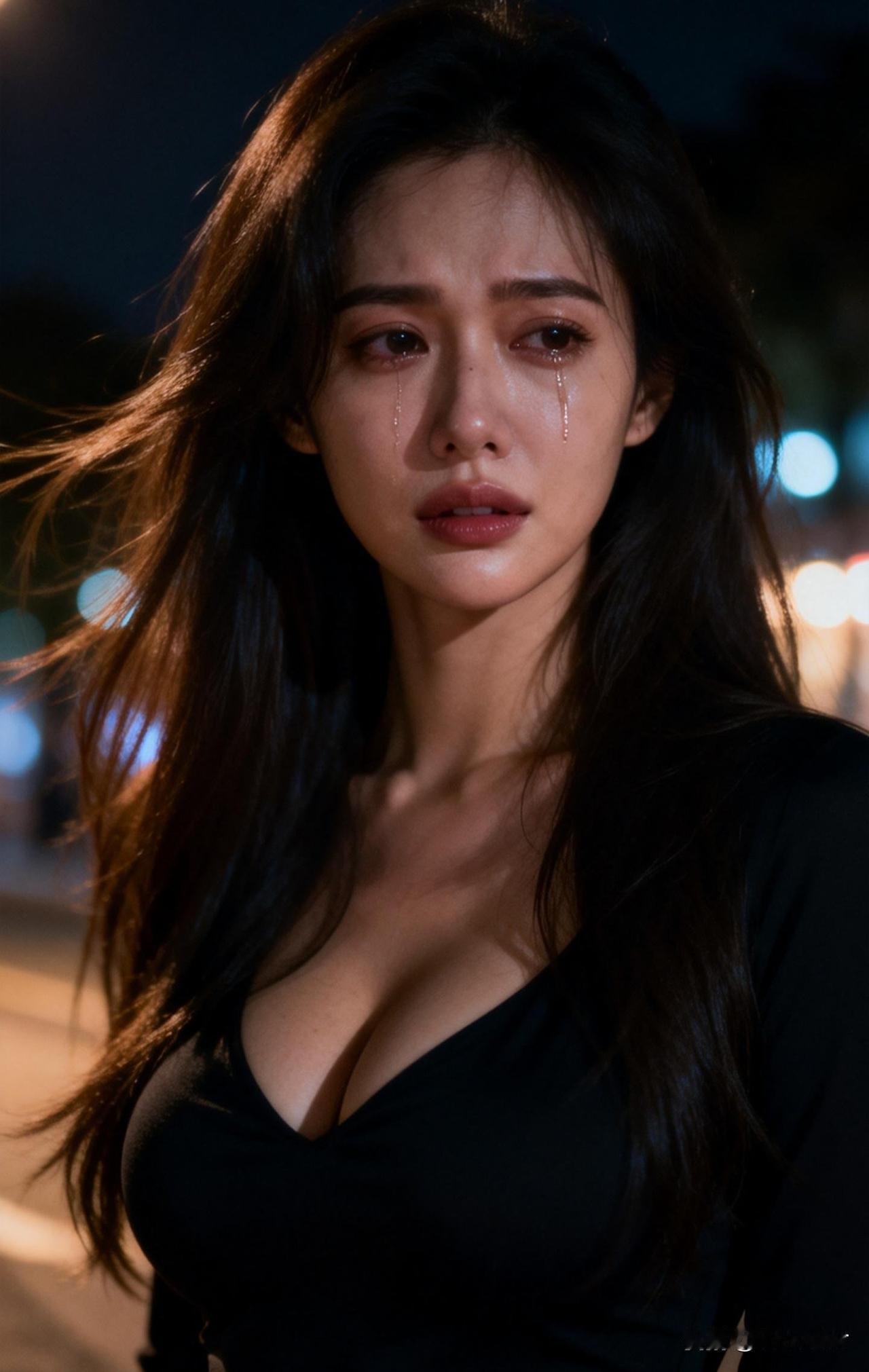 夜晚的泪光，心碎的瞬间