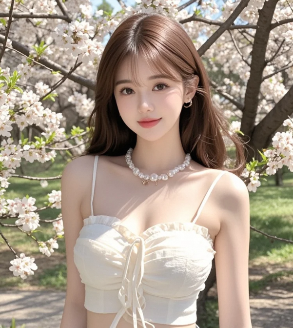 樱花树下，佳人静享春光好