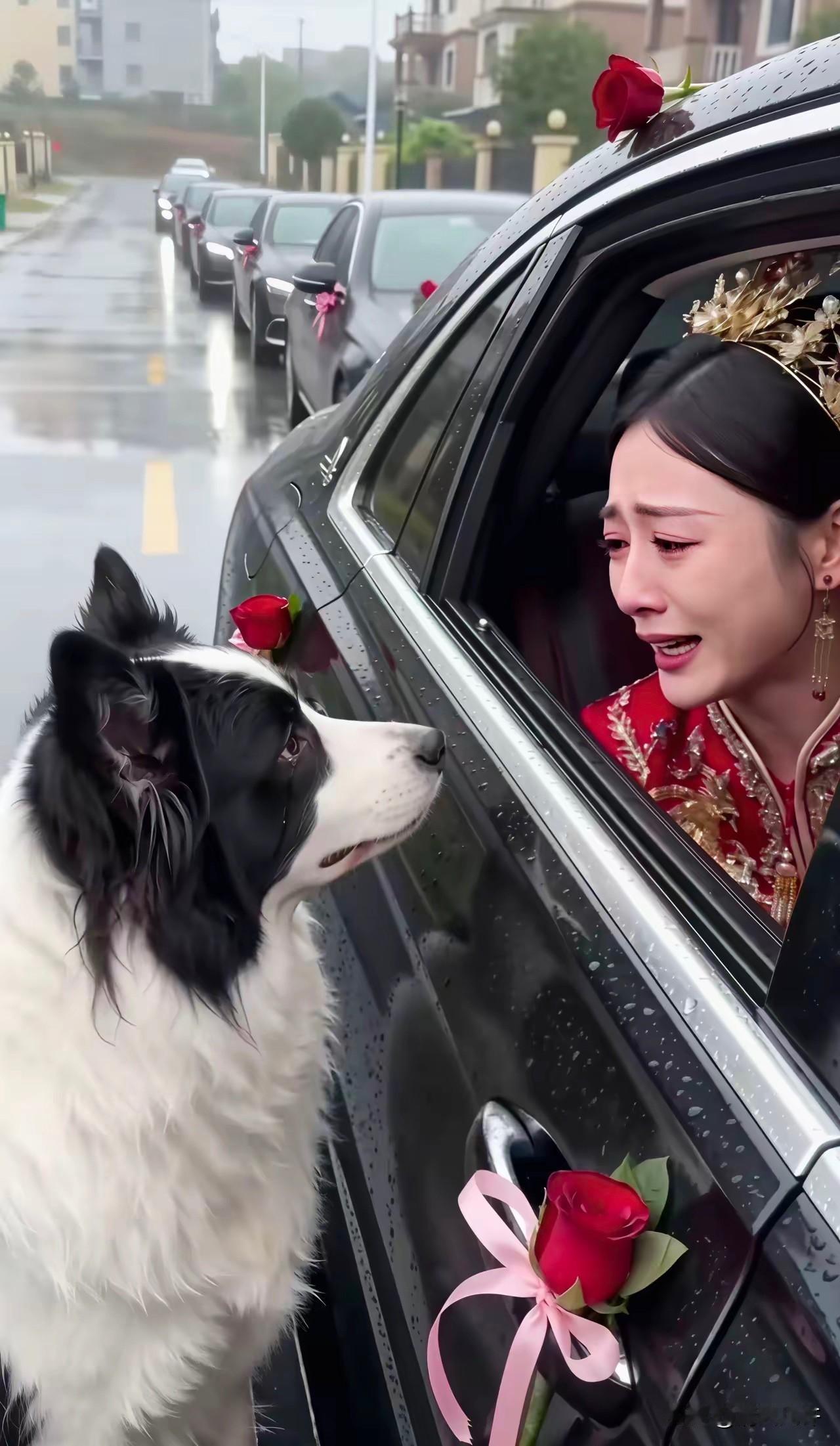 破防了！​​女子出嫁，陪了她六年的狗狗，满心都是舍不得。她第一次见到这只边