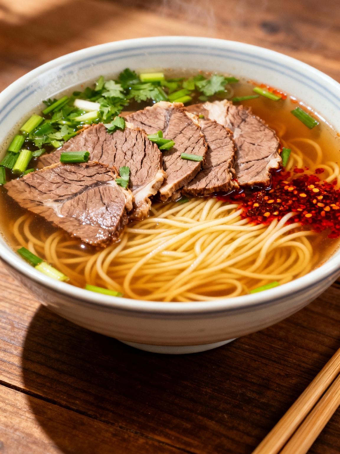 牛肉面里没见肉食客要店员当场找出。想起了我在太原一家兰州牛肉拉面馆，点了碗心心