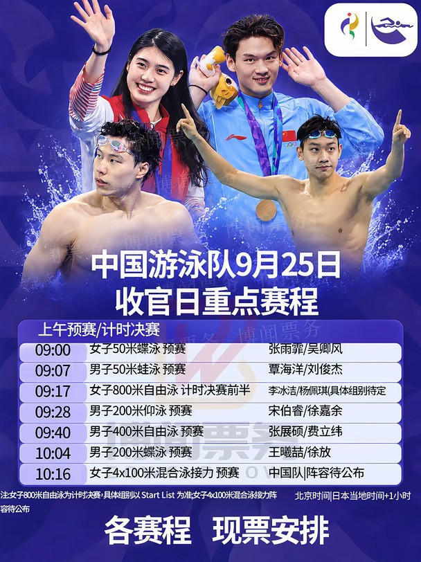 亚运会中国游泳队9月25日收官日赛程|有🎫