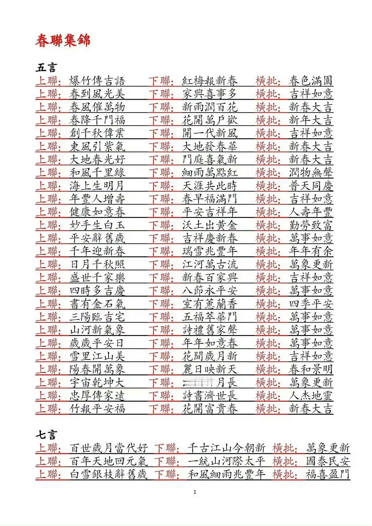 码起来，春联集锦这下子自己写春联，就不用愁不知道怎么写啦