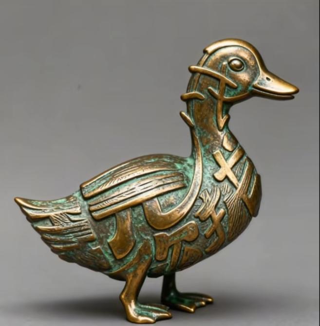 〔看图猜字〕图中画面是鸭子；鸭子身上隐藏字；仔细琢磨多分析；就等你来把它