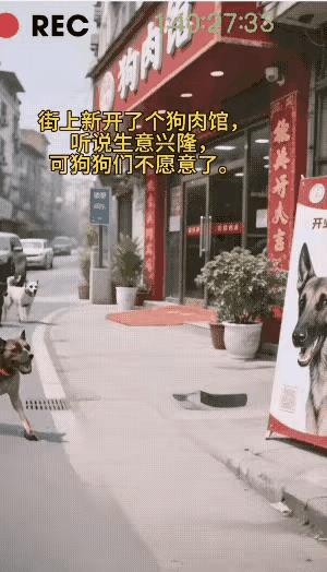 街上新开了一家狗肉馆，因为现捉现杀狗肉新鲜，加上厨师手艺好，生意非常兴隆。这可让