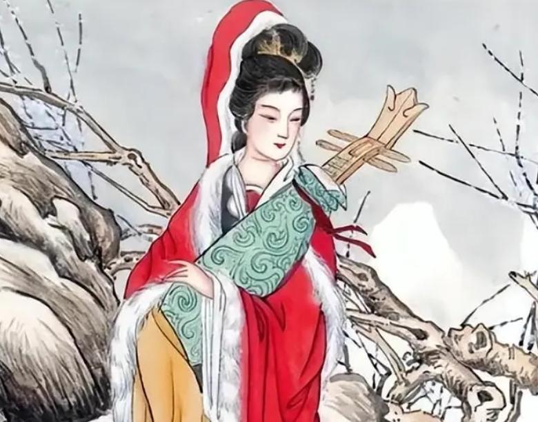 深夜，汉元帝偷偷溜入王昭君的寝宫内，要强行宠幸她，昭君拼死抵抗：“陛下，明日我便