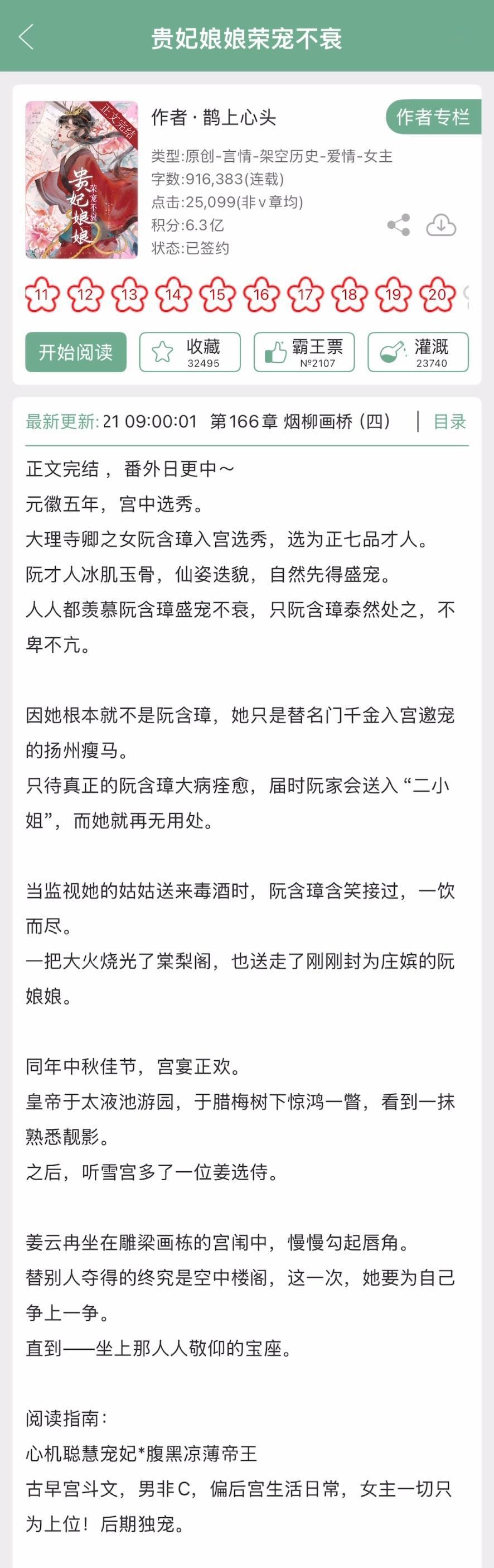 2本新完结的古言，看过的小姐妹来反馈一下1.《贵妃娘娘荣宠不衰》鹊上心