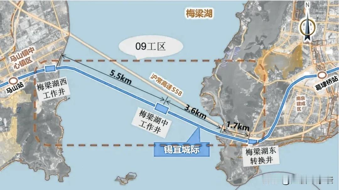 无锡到宜兴的轨道交通S2号线的穿湖工程开始了，这个可是穿越太湖，这也反映了无锡与