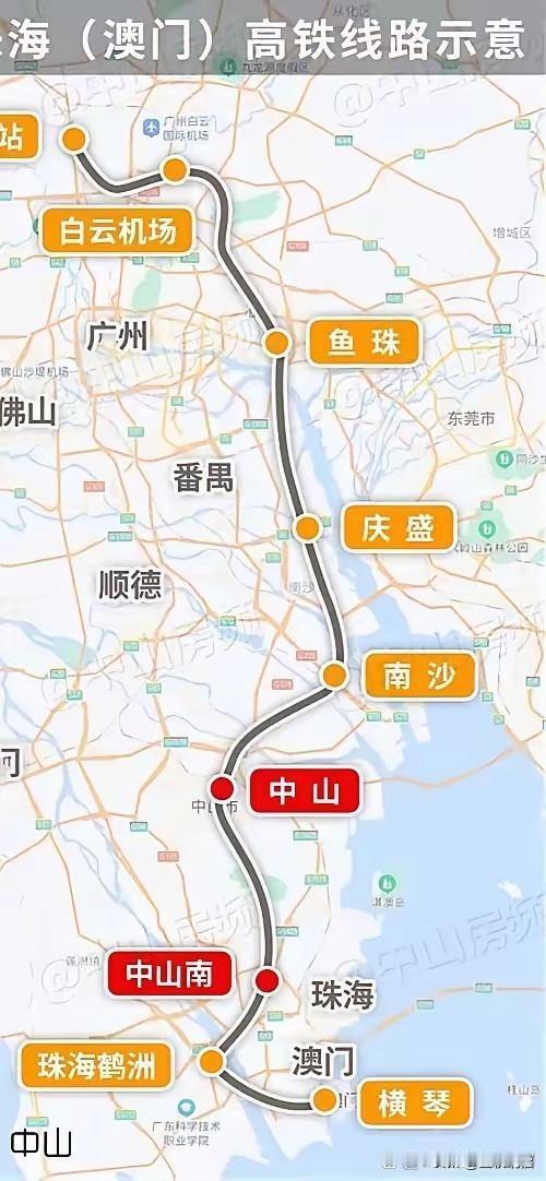 广珠澳高铁规划建设情况：广珠澳高铁（原称“广中珠澳高铁”）是粤港澳大湾区西岸首