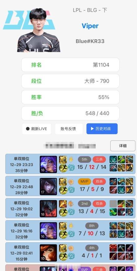 爆C！Viper韩服斩获一波五连胜，打野剑魔都乱杀，厄斐琉斯、芸阿娜战绩华丽为什