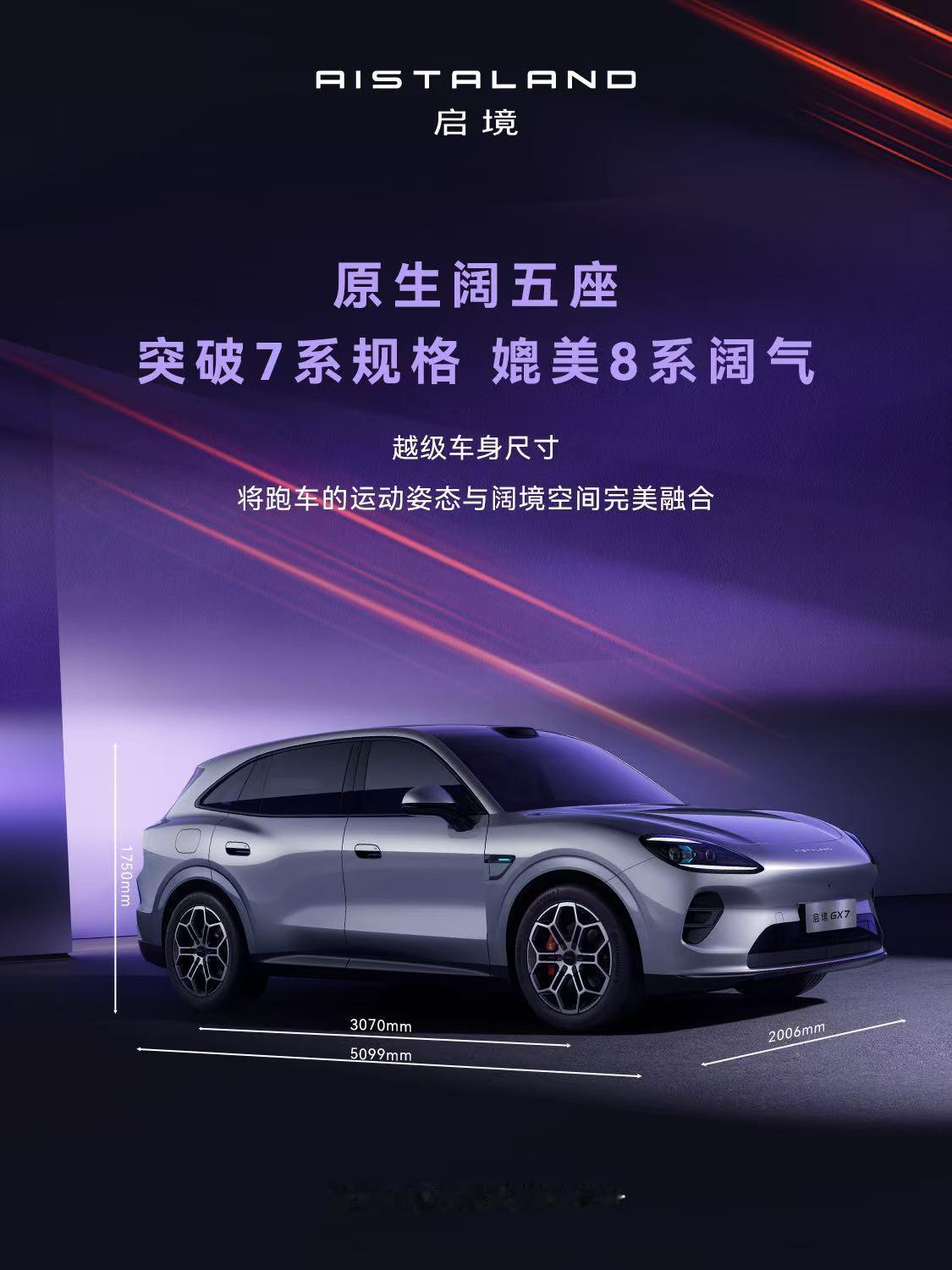 大五座SUV，终于不用再“将就”空间了。启境GX7把“大五座”直接做成了「阔」五