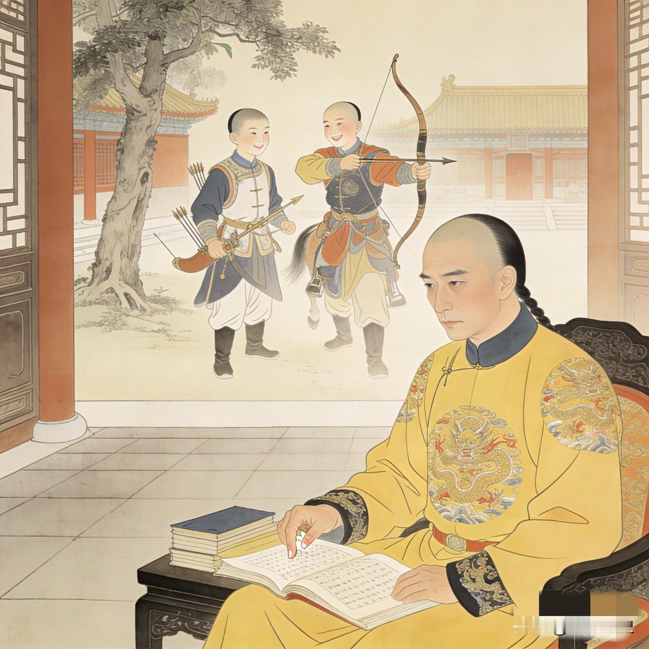 乾隆三十五年，弘昼临终之前，哥哥乾隆去看他，弘昼用手比划一个帽子的形状，乾隆故意