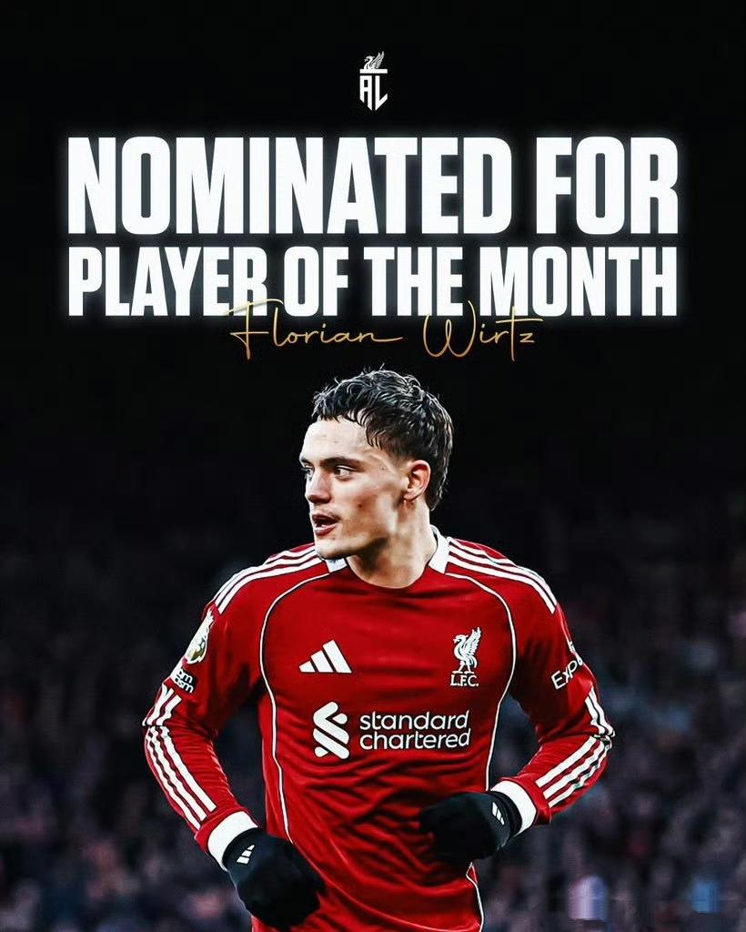利物浦淘到宝贝了，维尔茨入选一月份英超最佳名单。6场比赛3球1助攻，在中场里
