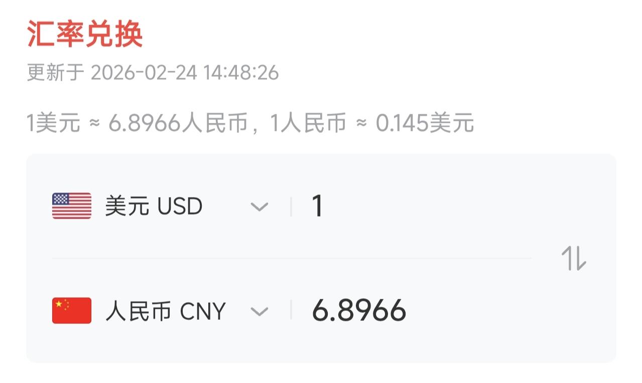 ✨人民币汇率进入6.8区间了✨🐼今天，人民币对美元继续升值到6.8966