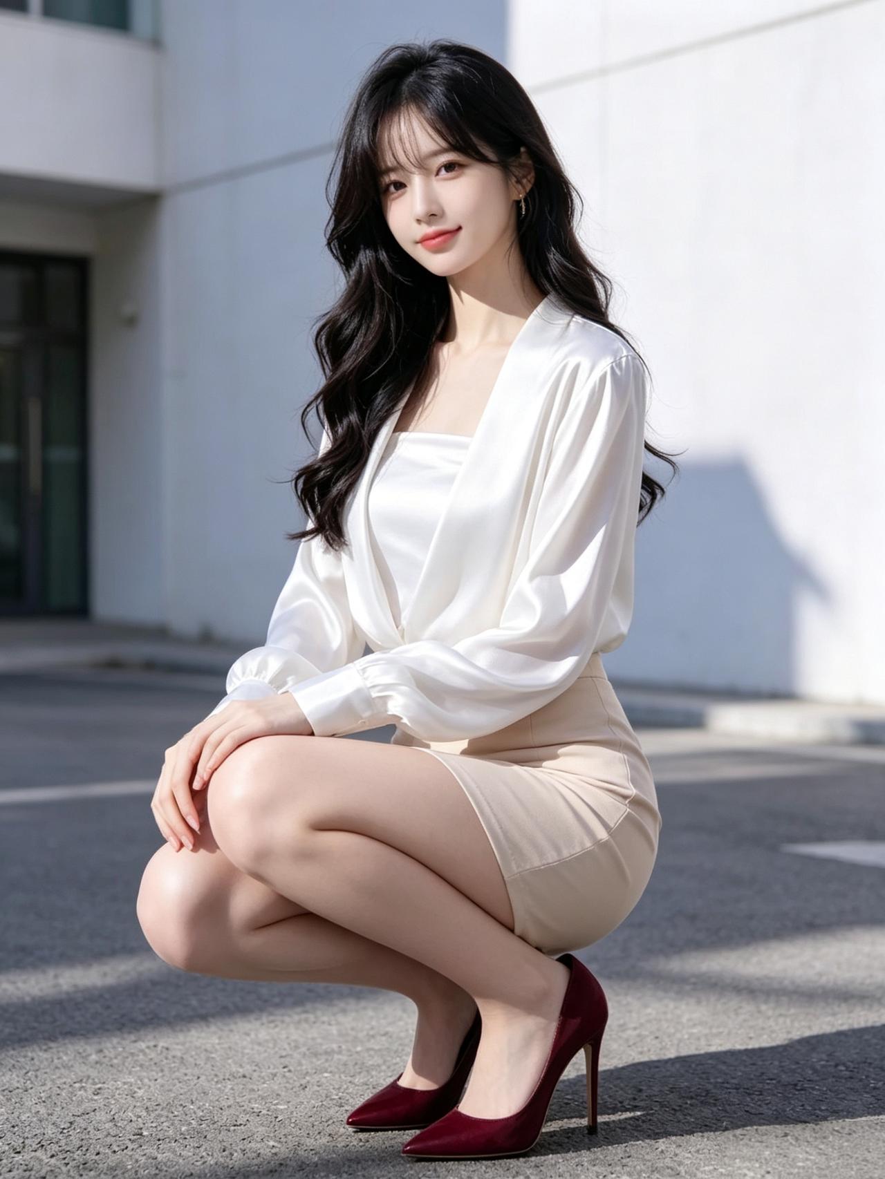 优雅白衬衫+米色短裙，都市女孩的时尚穿搭！👗👠怎么穿搭会让人比较显温柔女人