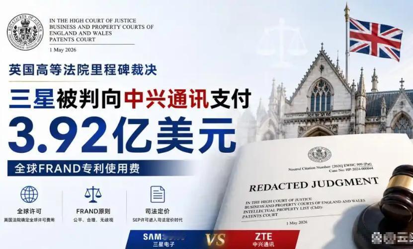 三星终于扛不住了，要给中兴掏26.7亿专利费。谁也没想到，曾经在全球通信