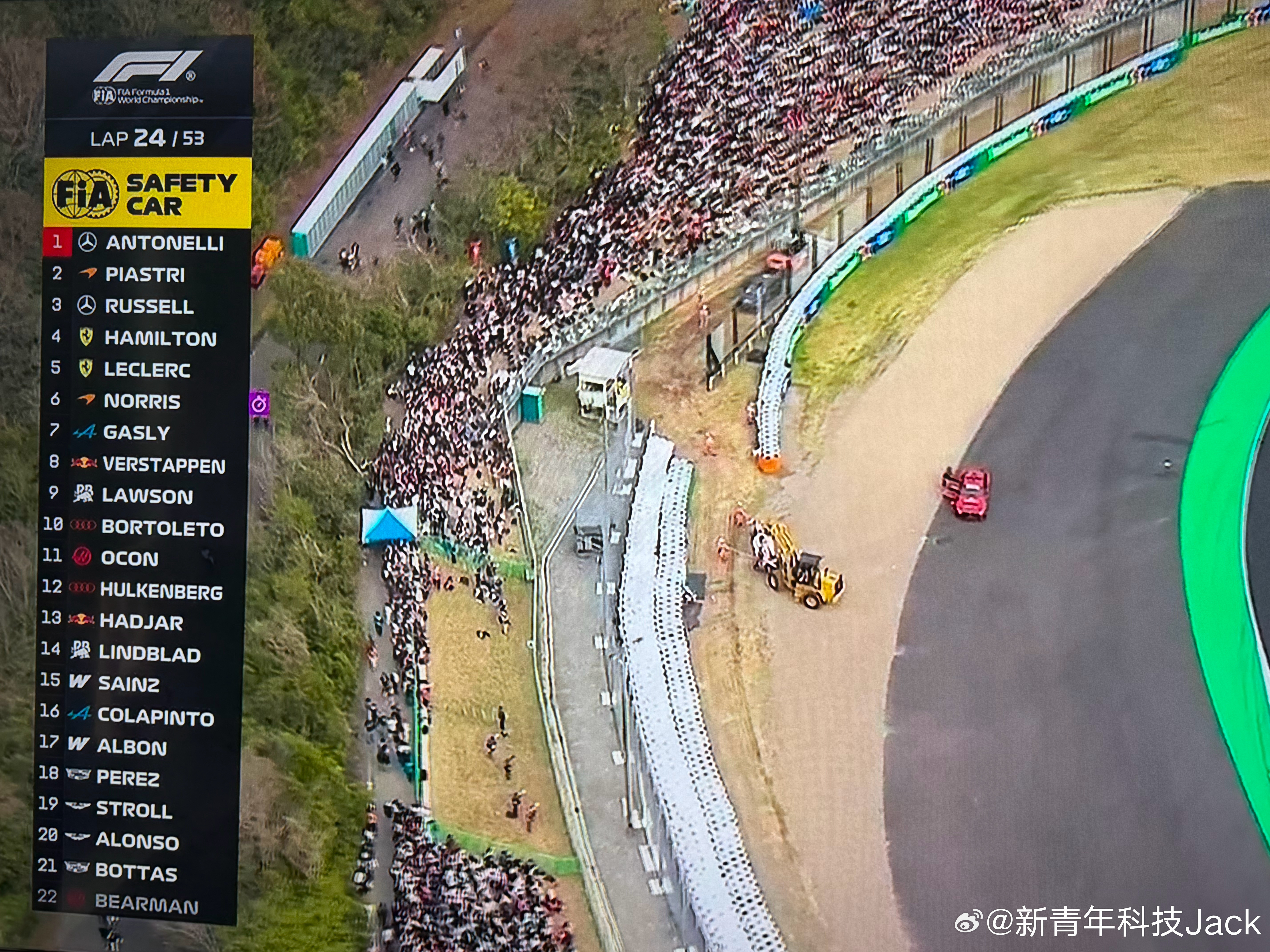 F1日本站正赛，梅奔拉塞尔太倒霉了，kimi幸运了刚进站出来就出黄旗和安全车我刚