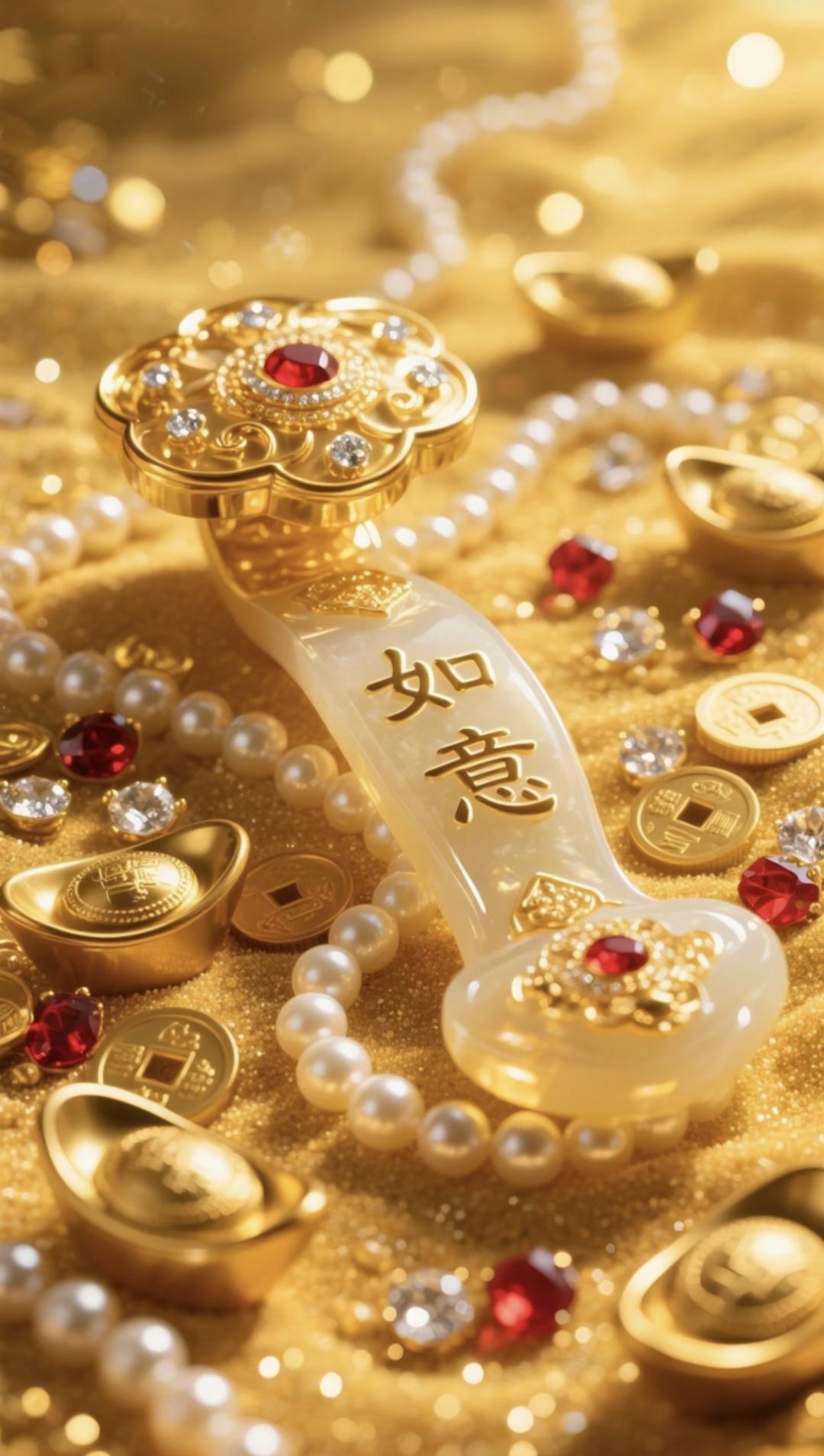 如意在手，好运都有！金元宝珍珠环绕，把富贵吉祥统统装进口袋里呀✨传统文化传递正