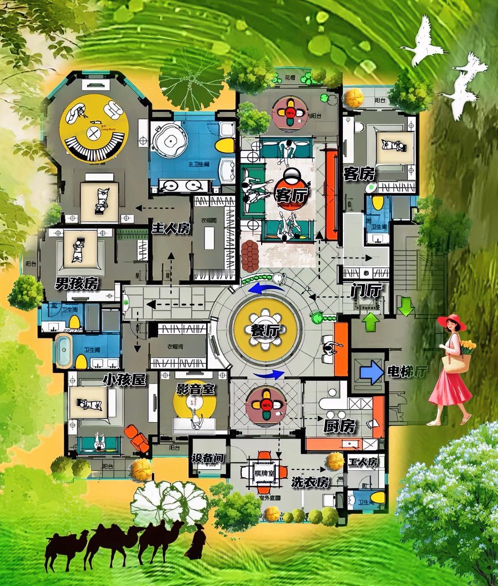 面子喂餐厅，504㎡一下登上大雅之堂，格局技术含量，真不高，动线改造也普通，全靠