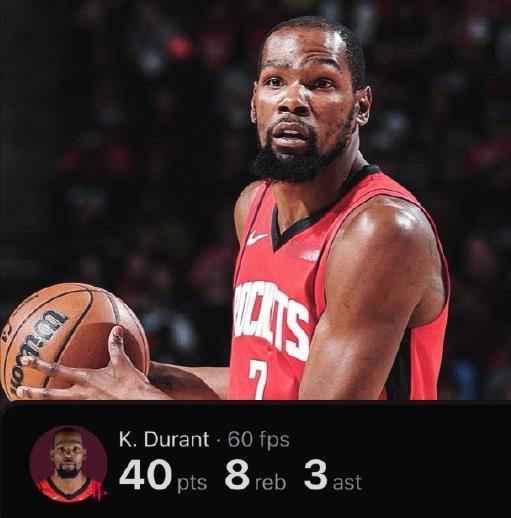 又是熬老头的一天！——杜兰特出战40分钟——砍下40分8篮板3助攻2抢断—