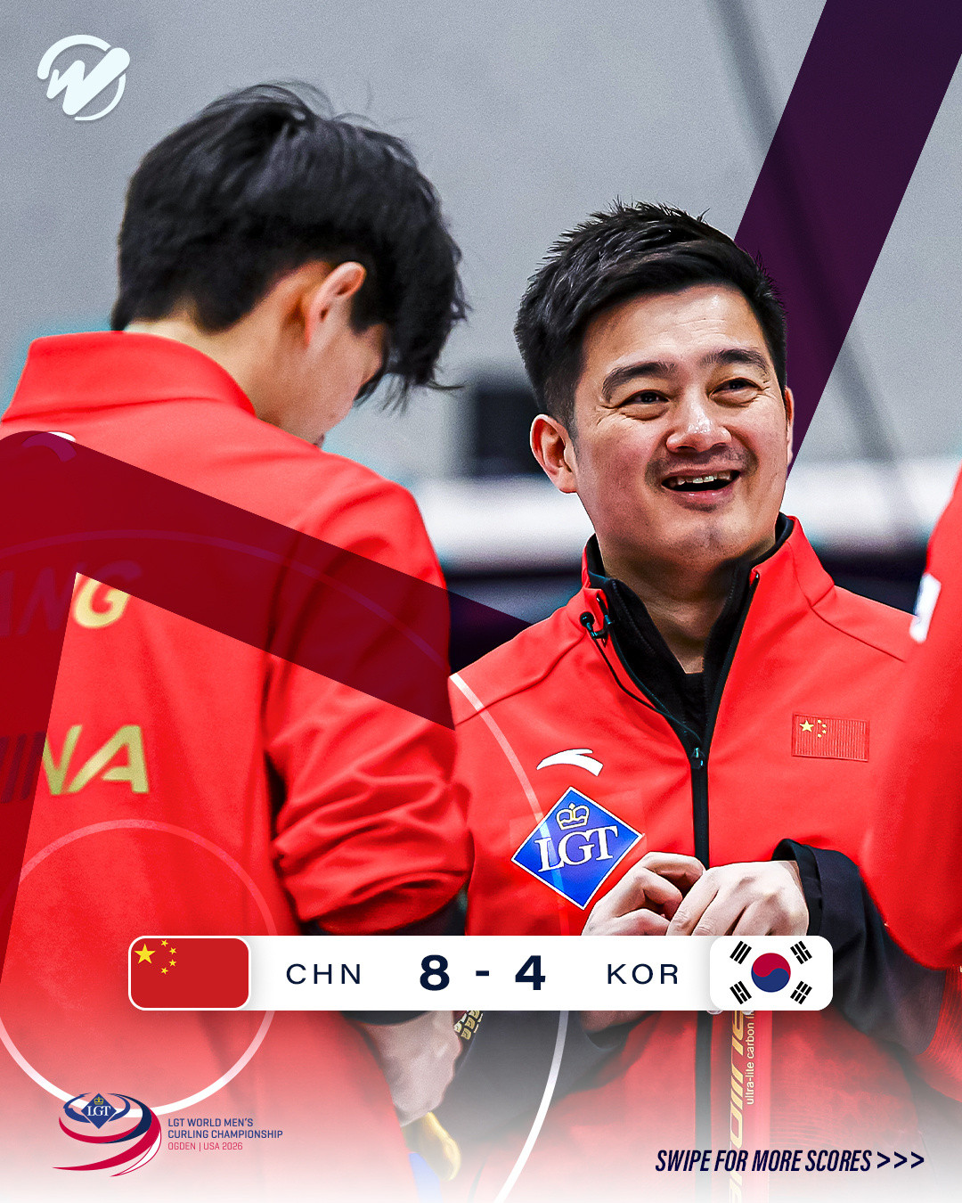 #冰壶男队6胜6负结束世锦赛#2026男子冰壶世锦赛循环赛，中国队以6胜6负排