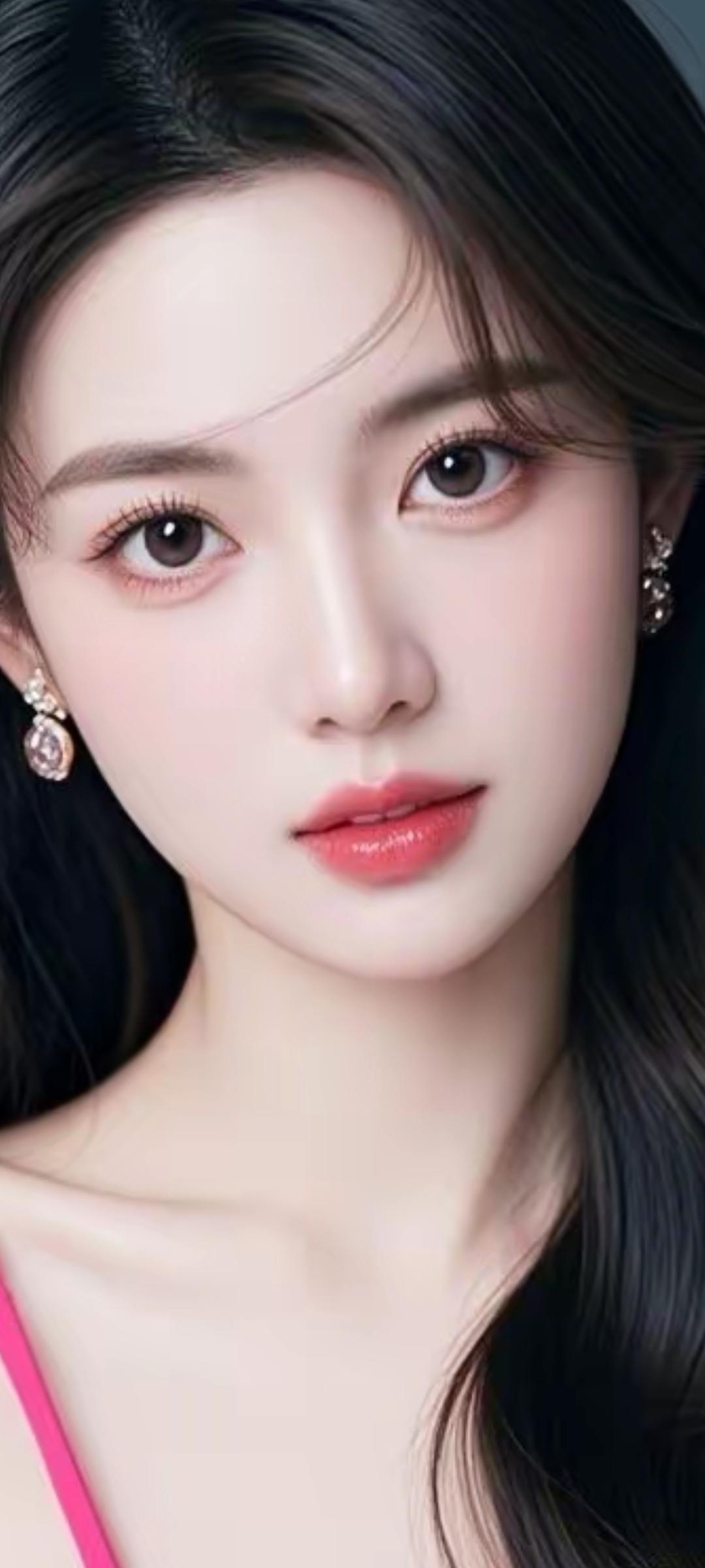 温柔甜美的少女，粉嫩唇妆，梦幻眼妆，散发迷人魅力。