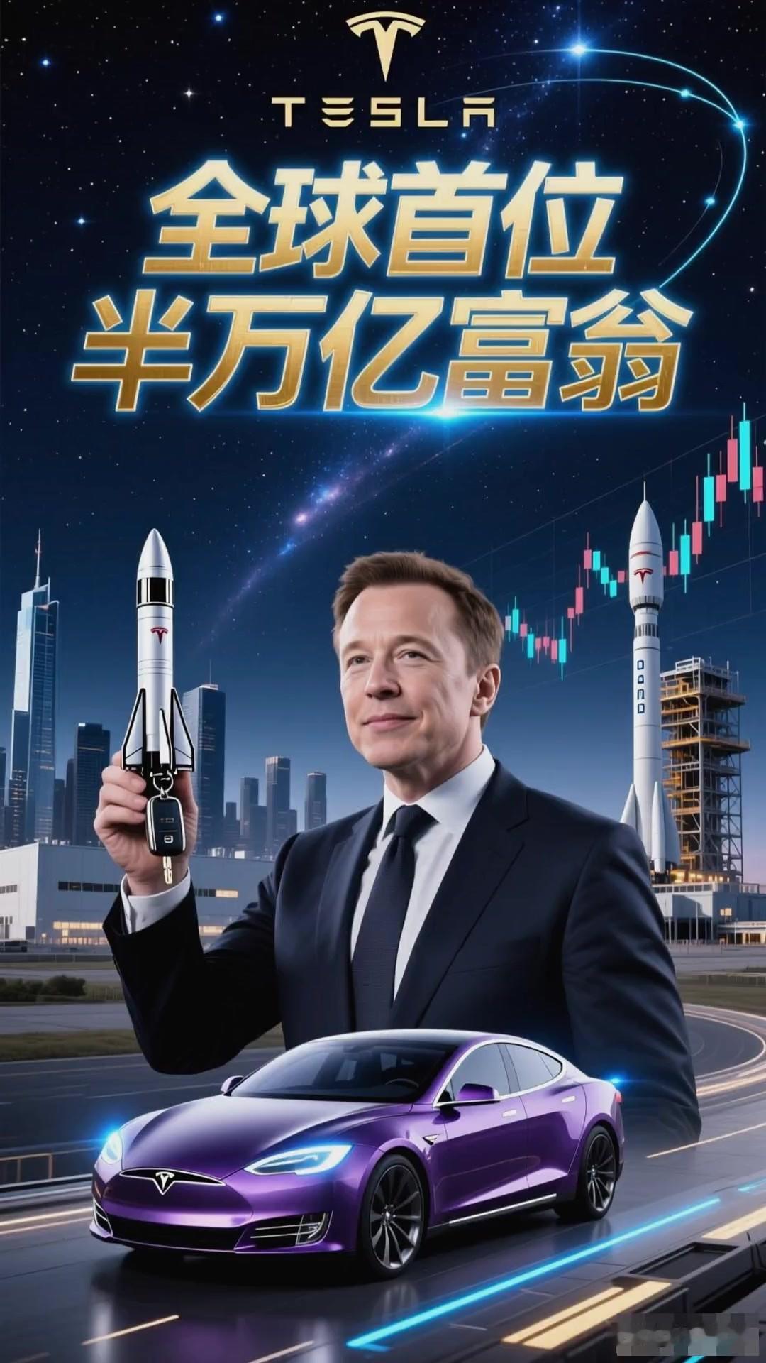 马斯克成全球首位万亿美元富豪，这也太牛🐮了吧。神人！期望地球上多几个马斯克