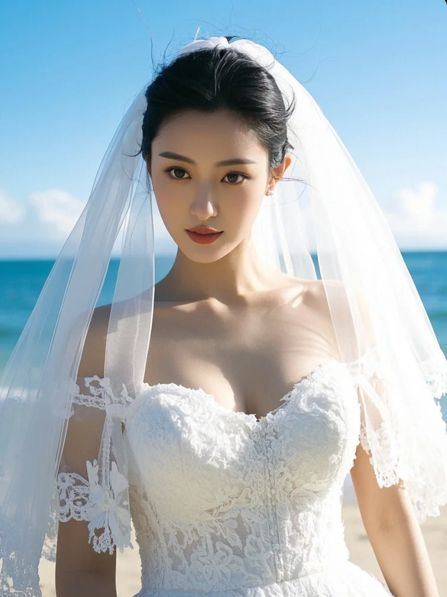 她穿上婚纱的那一刻，连风都忍不住为她停留。