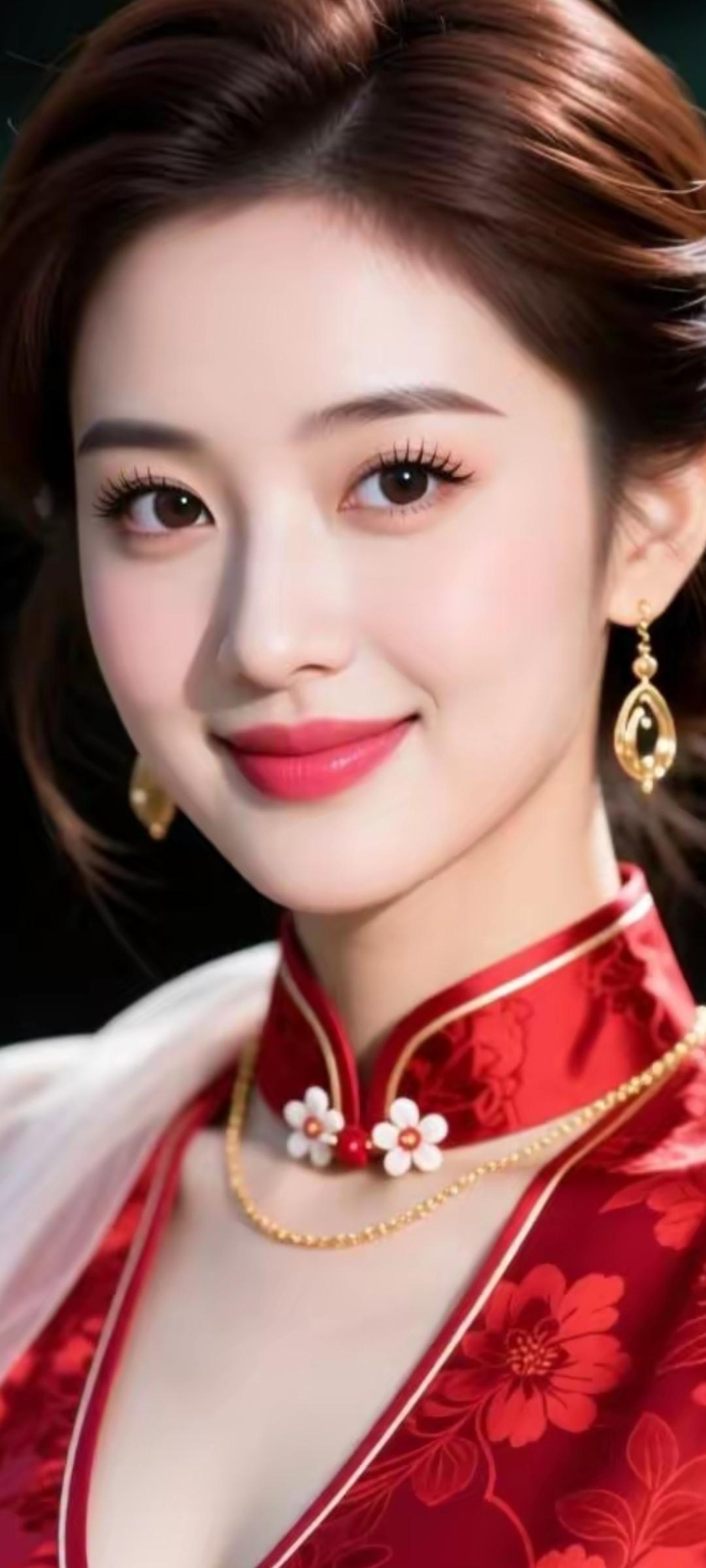 优雅红衣美人，复古风情，韵味十足！🌸💃👗