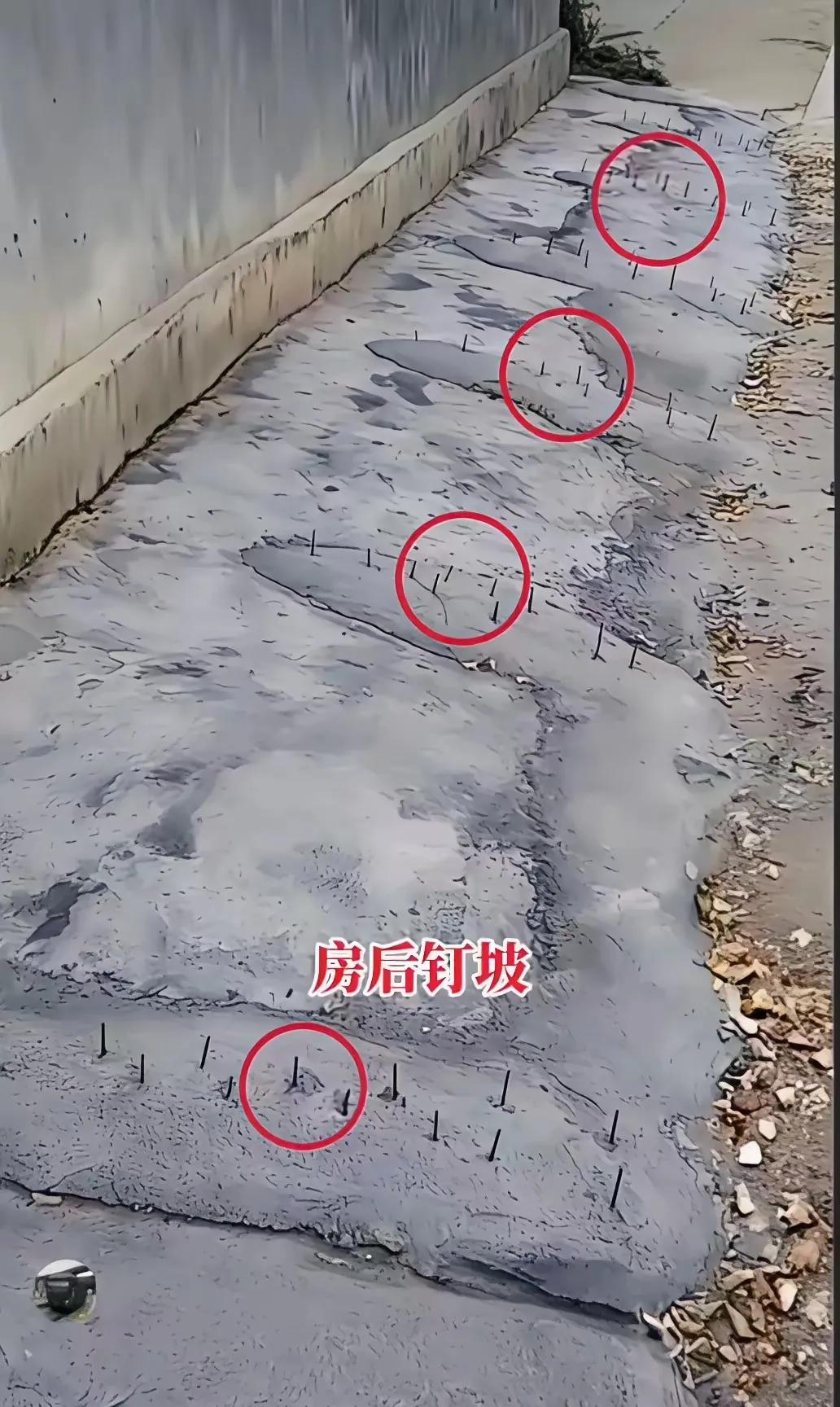 这种人家也太没道德心了。说句不好听的，就是缺德。在房屋后面钉上钉子，他这是