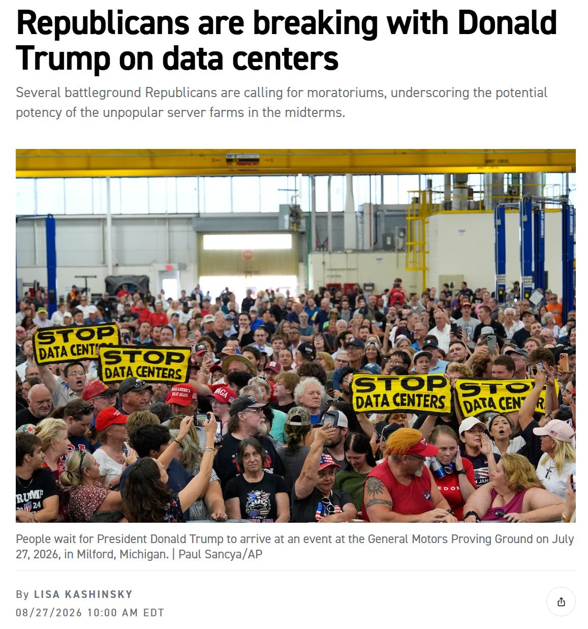 林一五：数据中心成为特朗普和MAGA产生矛盾的新热点问题。我们之前介绍过美国