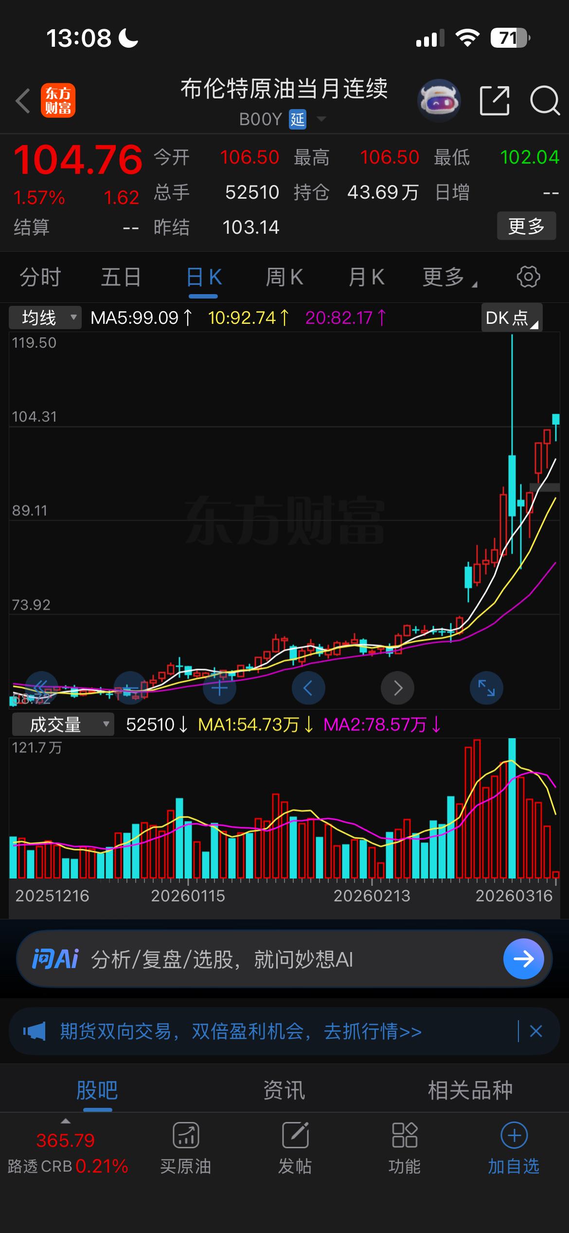 这战争越打越不对劲，再打下去川普都成了普京的白手套了。布伦特原油再次来到10