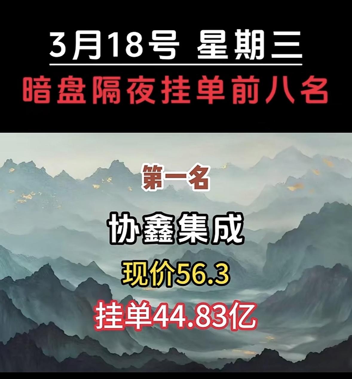 3月18日暗盘隔夜挂单梳理法尔胜这股票最近有点意思啊。现价13.42，挂单1