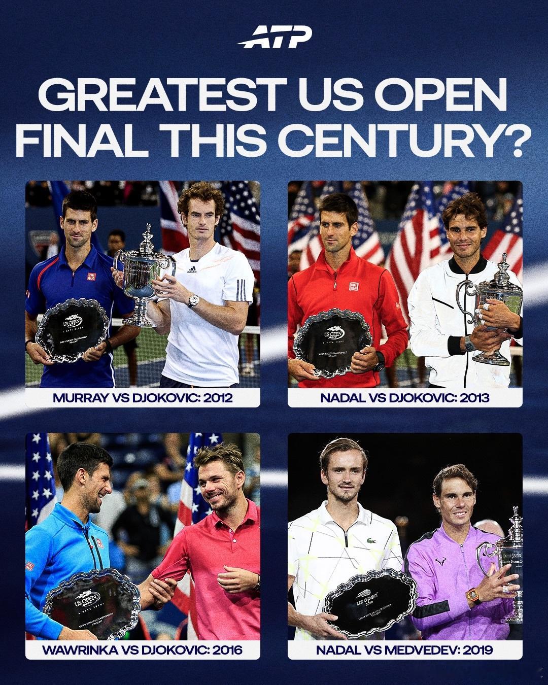决赛周末从不让人失望🤩本世纪最佳的美网男单决赛是哪一场？（atptour评