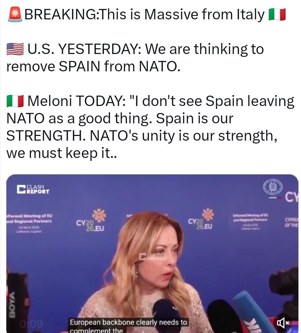美国正在考虑把西班牙从北约除名。不是某个东欧小国，是西班牙——在欧洲正经算个大国