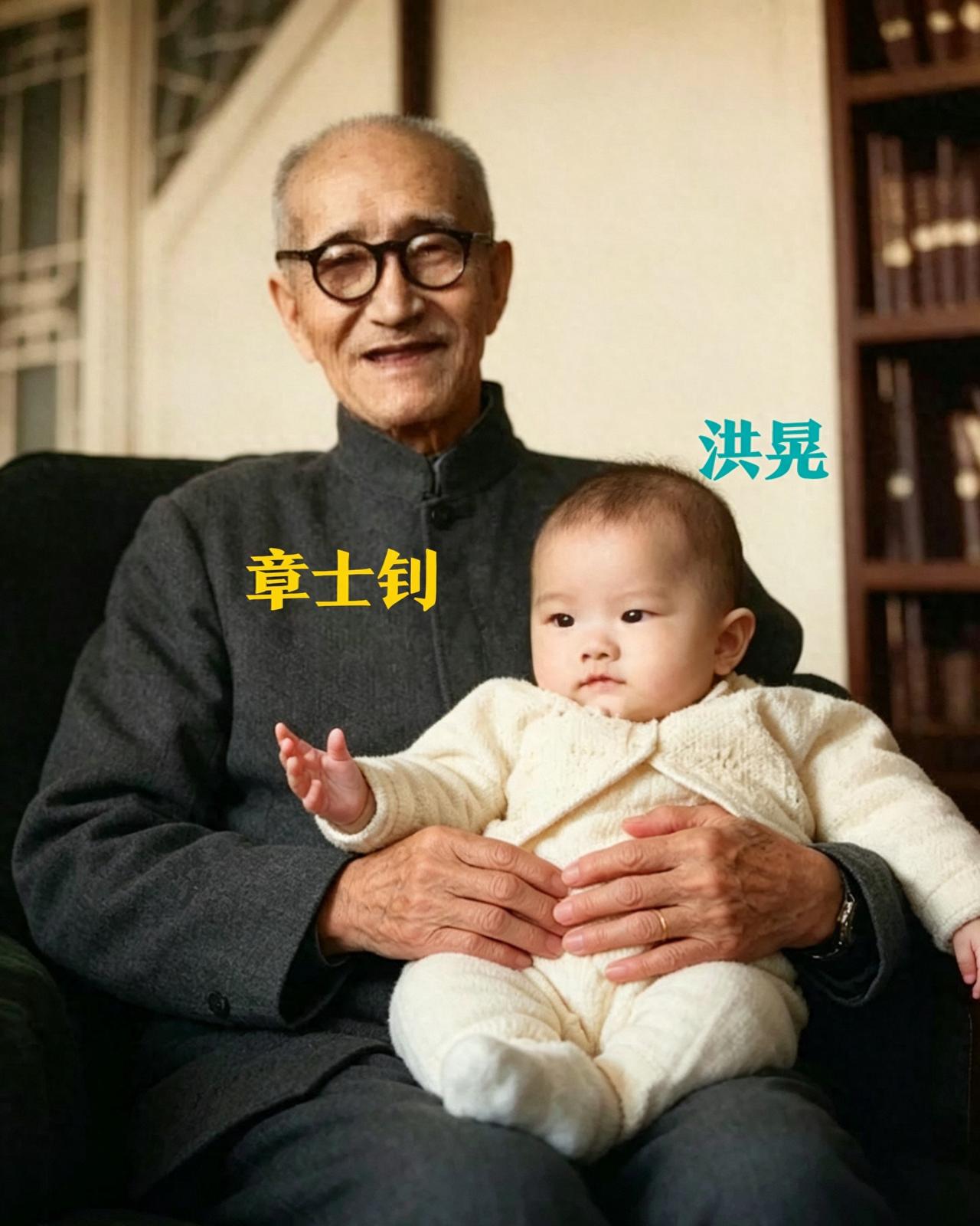 1962年，81岁的章士钊怀抱1岁多的外孙女洪晃，在北京史家胡同51号宅院中留下