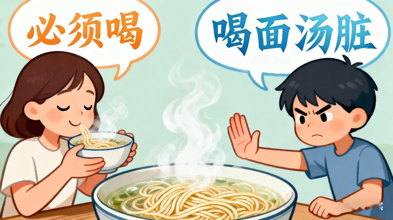 吃汤面不喝汤被骂“浪费”！这碗面汤，到底是精华还是“脏水”？面馆里，小李把