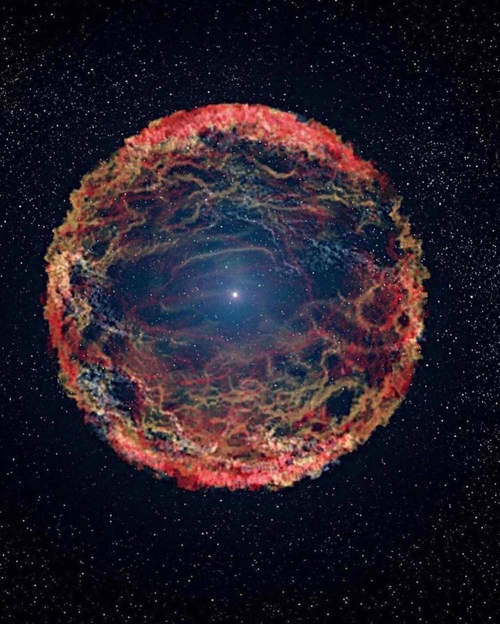 哈勃望远镜捕捉到的“SN1993J”超新星爆炸。虽说超新星遗迹原本就应