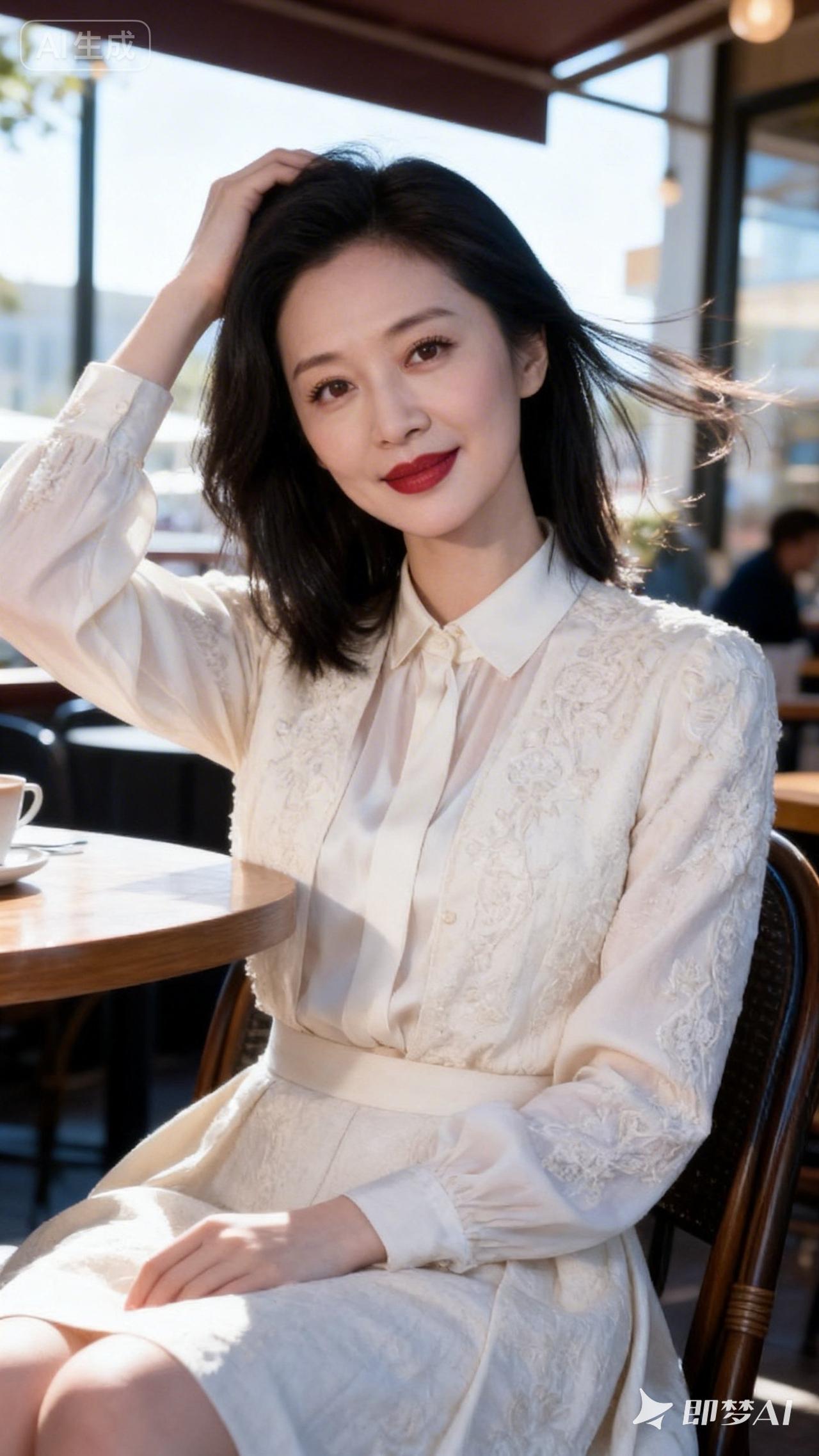 优雅下午茶时光，蕾丝连衣裙与咖啡的完美搭配🍃☕️