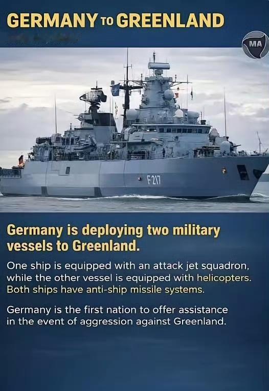 为了保护格陵兰，欧洲这是打算硬刚美国了？德国派出两艘军舰浩浩荡荡前往格陵兰，看样