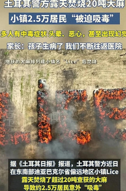林则徐虎门销烟的含金量还在上升！土耳其警方要处理20吨大麻，倒上226升柴油直接